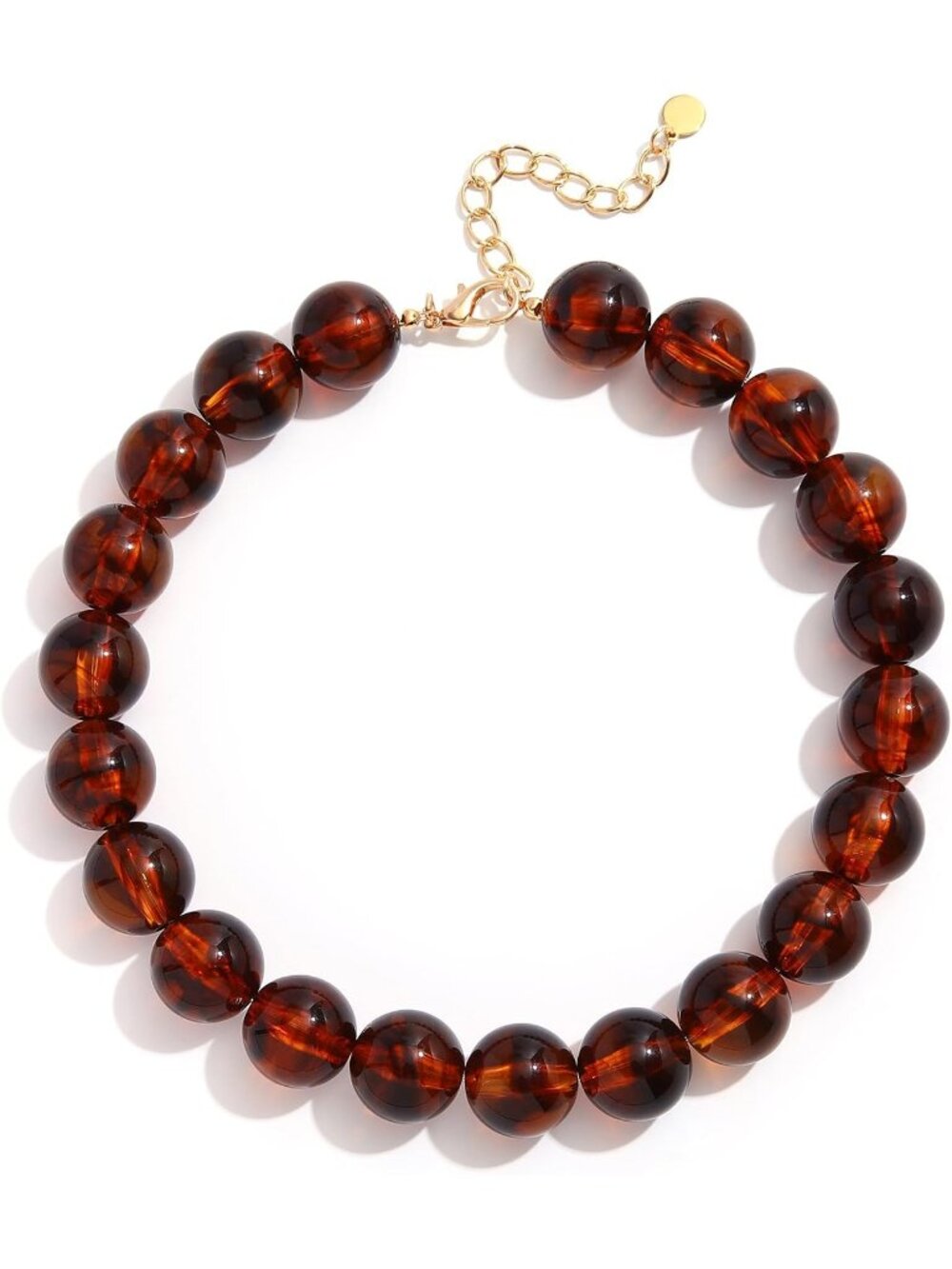 Women's 20MM Dark Amber Chunky Resin Bead Choker Boho Summer Beach Jewelry